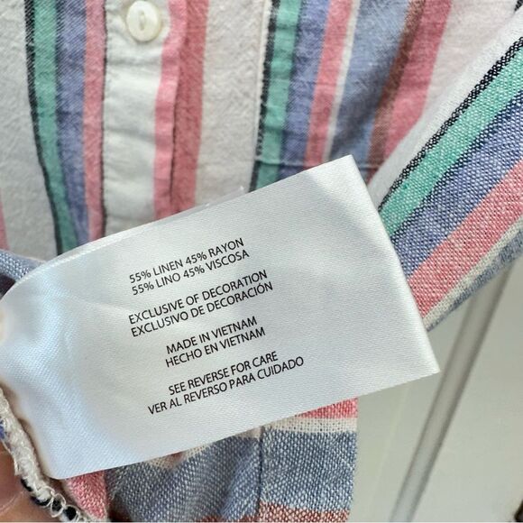 Orvis linen blend button down short sleeve blouse women's medium - Picture 5 of 5